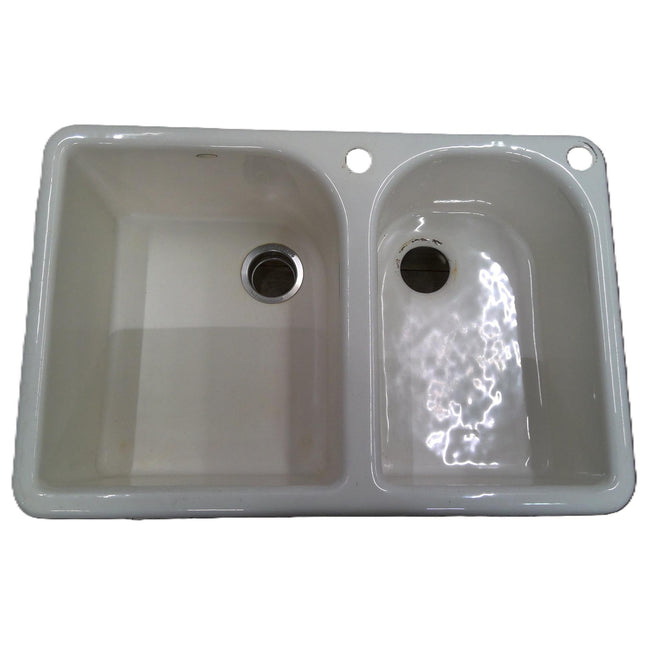 33" Double Bowl Cast Iron Sink