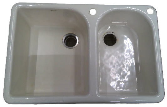 33" Double Bowl Cast Iron Sink
