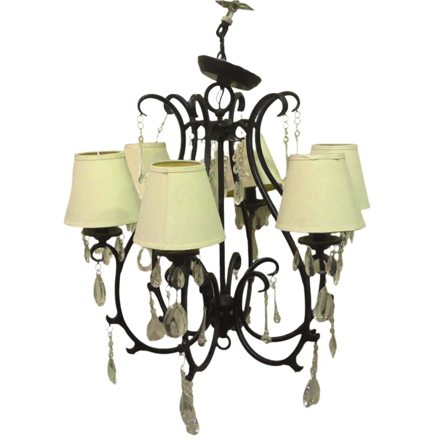 6-Light Crystal and Iron Chandelier