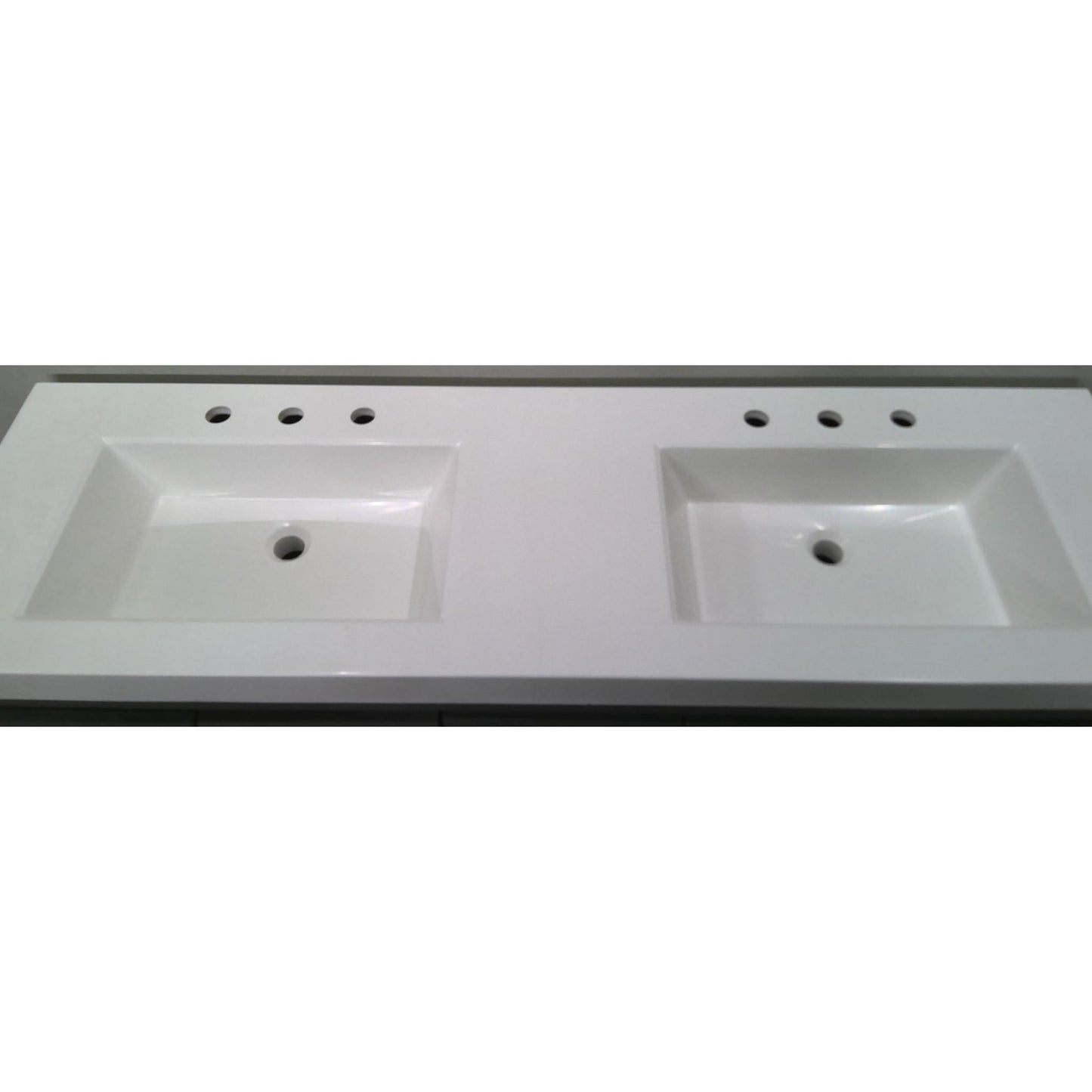 60" Gray Double Sink Vanity with White Cultured Marble Top