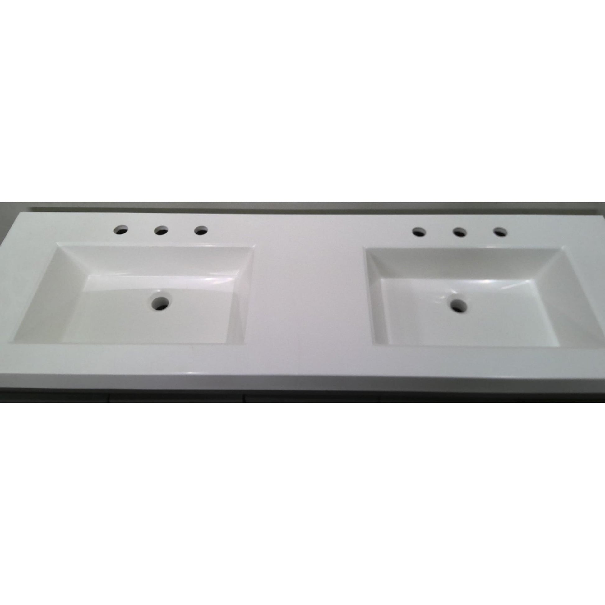60" Gray Double Sink Vanity with White Cultured Marble Top