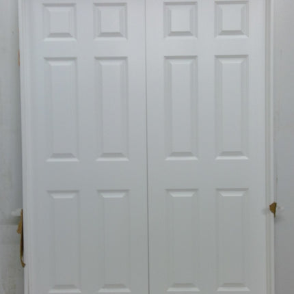 56" x 80.5" Prehung Double White 6-Panel Hollow Core Doors