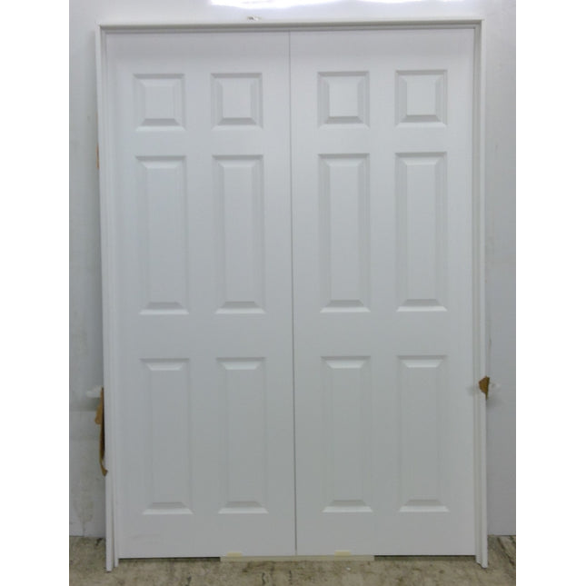 56" x 80.5" Prehung Double White 6-Panel Hollow Core Doors
