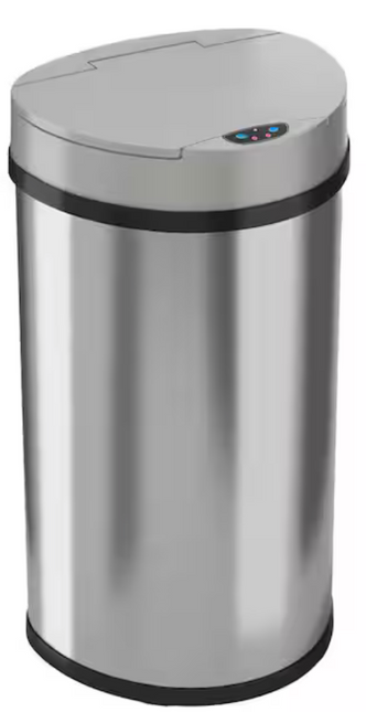 13 Gallon Stainless Steel Household Metal Trash Can with Odor Filter