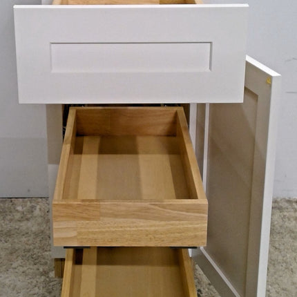 15" White 3-Drawer Base Cabinet