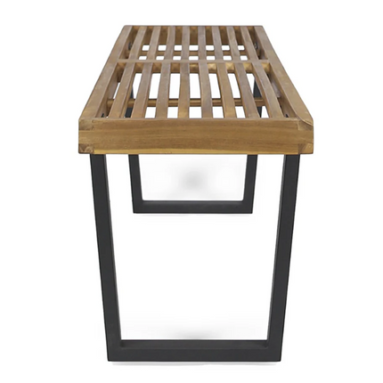 Metal/Solid Acacia Wood Outdoor Bench