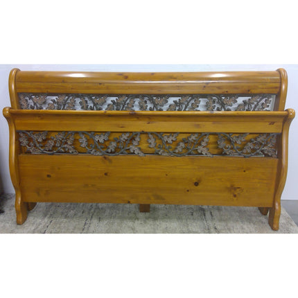 King Bed Frame with Metal Leaves