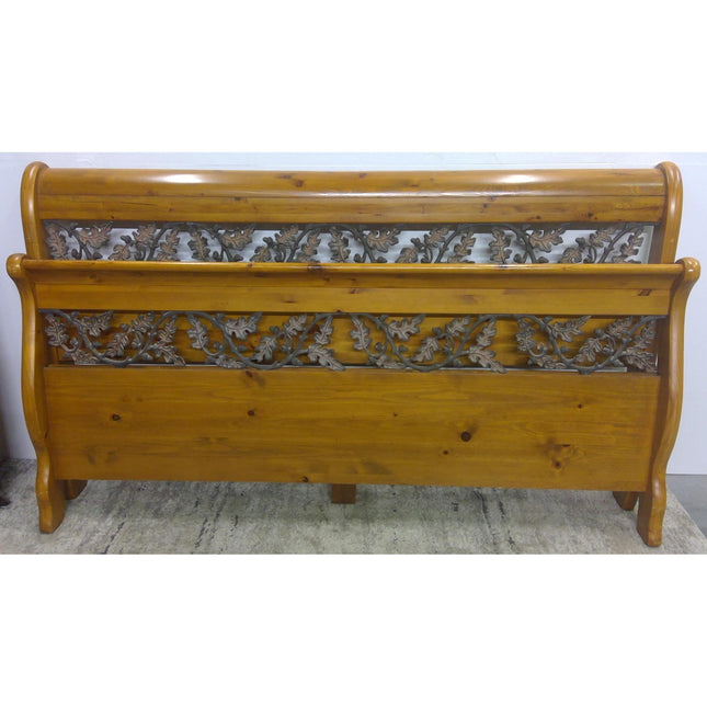 King Bed Frame with Metal Leaves