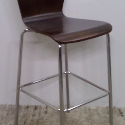 Bar Height Chair With Solid Wood Seat And Steel Legs