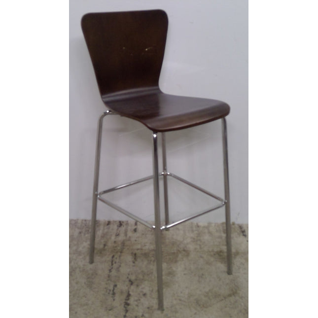 Bar Height Chair With Solid Wood Seat And Steel Legs