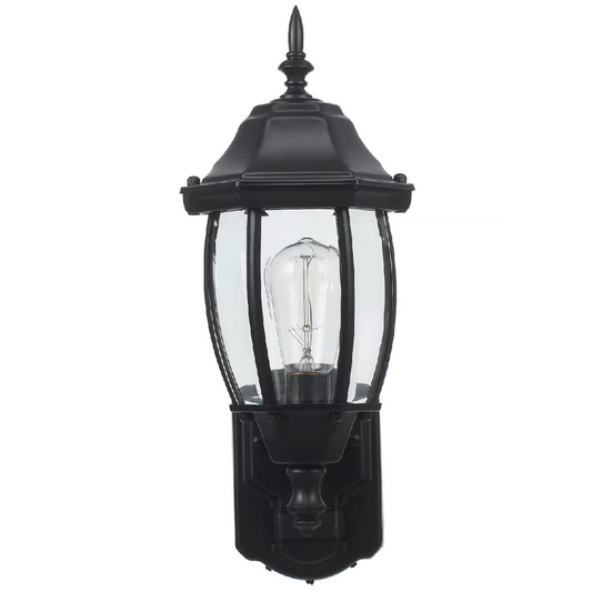 Matte Black Motion-Sensing LED Wall Lantern, front