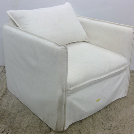 White Slouchy Lounge Chair with French Seams