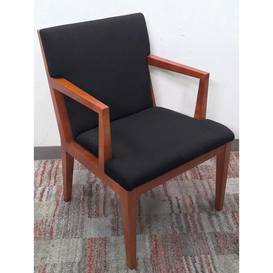 Wood Guest Chair with Black Cushion