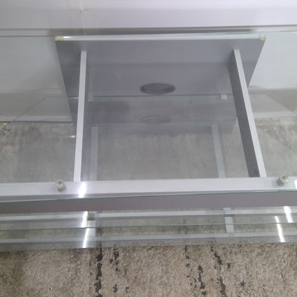58" Silver Glass Shelf TV Stand