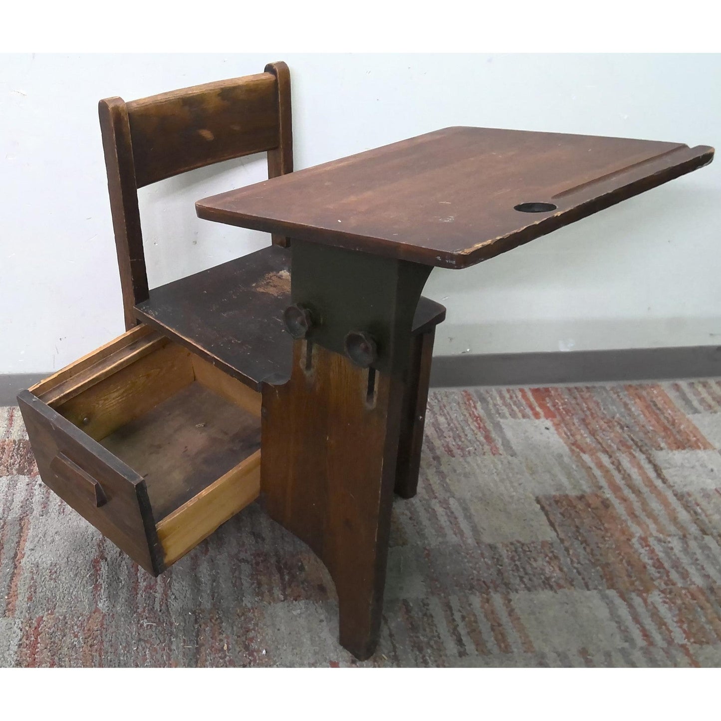 Antique Wood School Desk