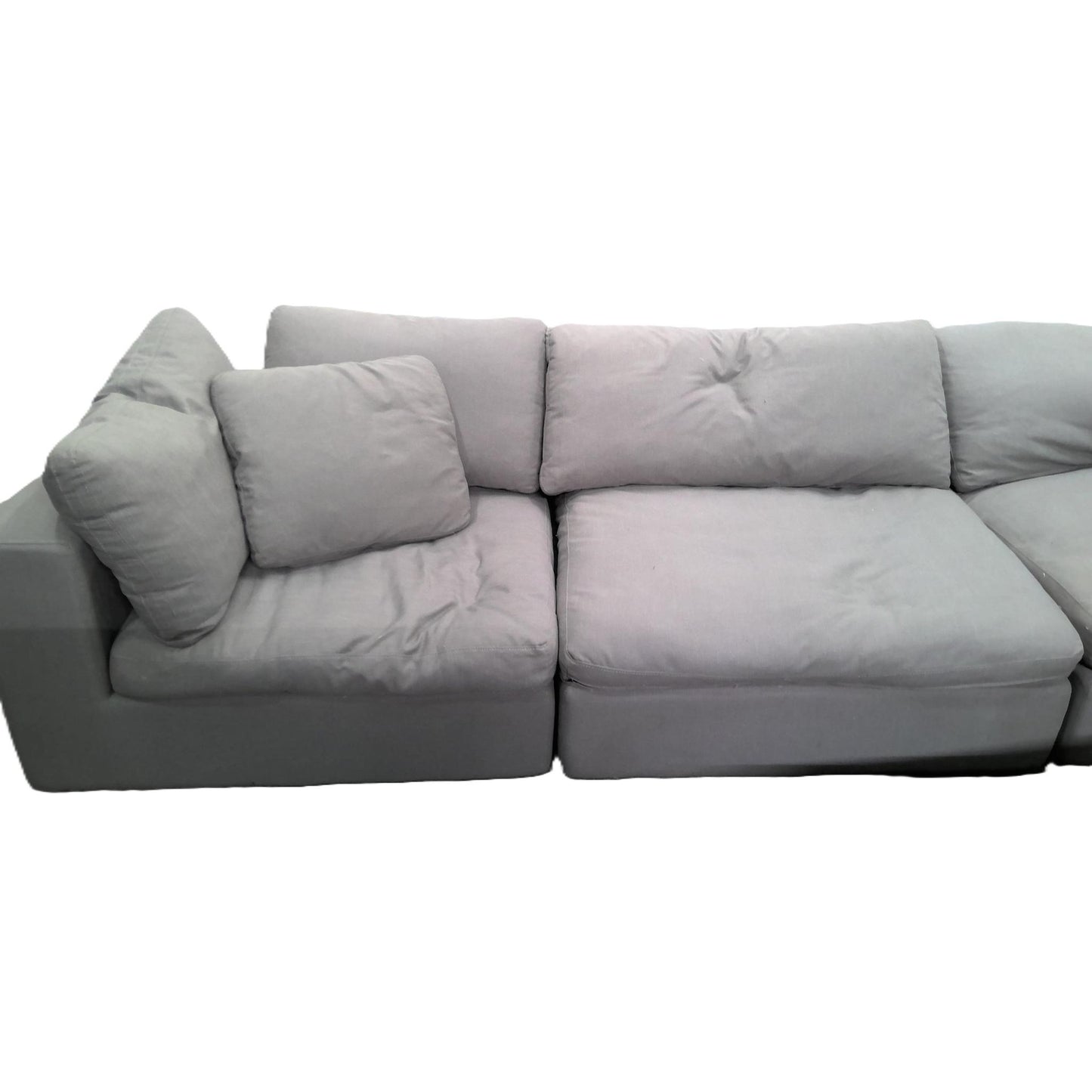 Gray Down Filled Sectional Sofa with Ottoman