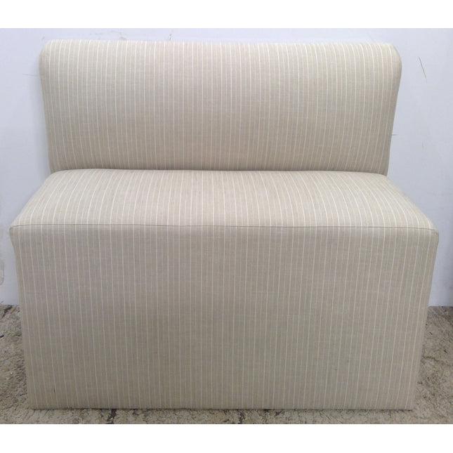 39" Tan Striped Upholstered Bench