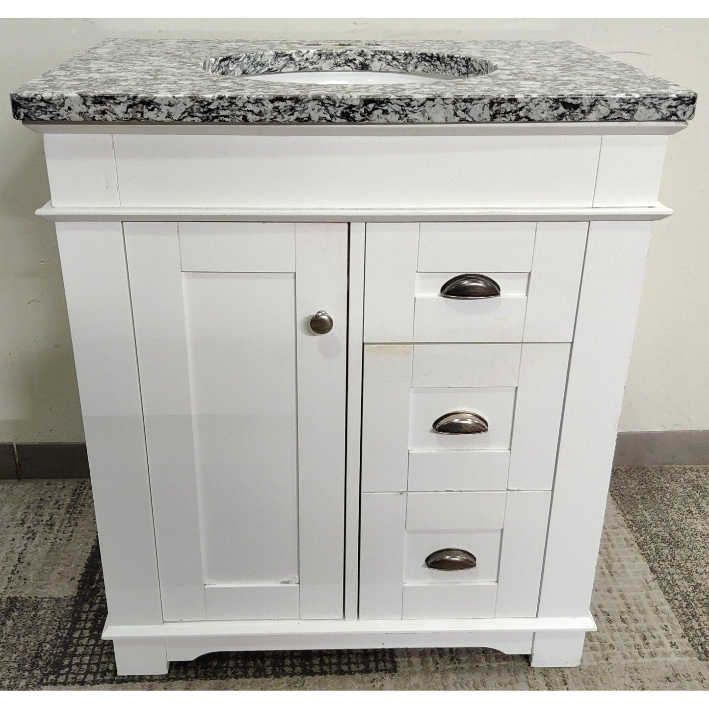 31" White Vanity with Granite Top