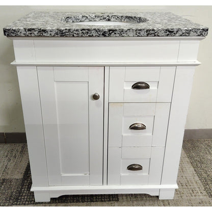 31" White Vanity with Granite Top