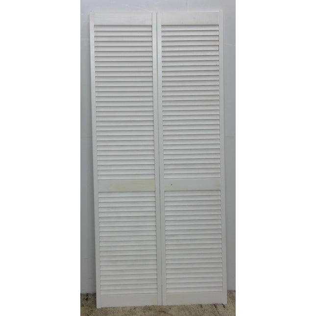 35.5" x 79" White Wood Louver Bifold Door