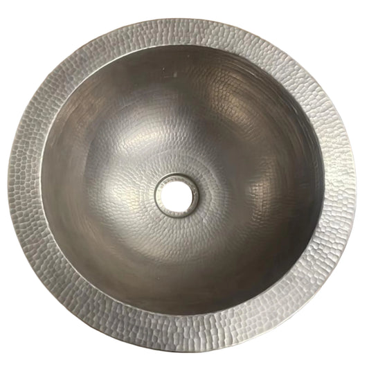 16" Hammered Stainless-Steel Undermount Sink, top