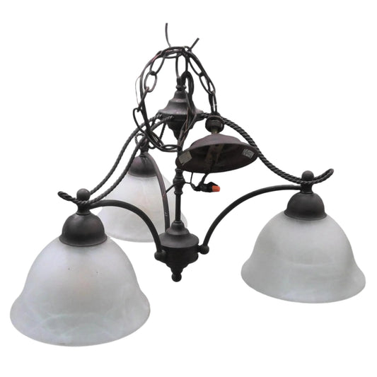3-Light Bronze Chandelier with Alabaster Shades