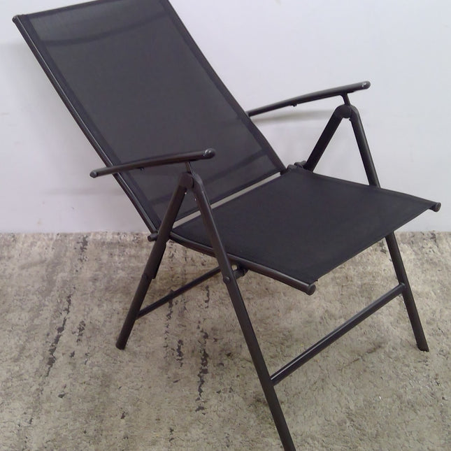 Patio Folding Black Dining Chair with Adjustable High Backrest