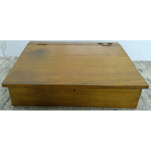 Antique Oak Slanting Desk Top Document Box
