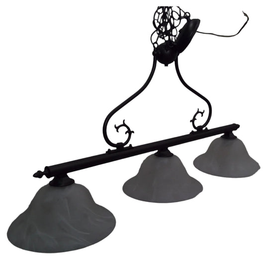 3-Light Island Pendant with Alabaster Glass Shades, front left