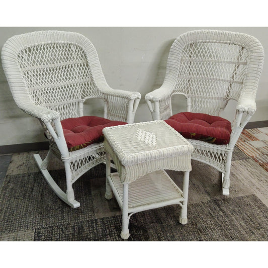 3 Piece White Wicker Outdoor Furniture Set