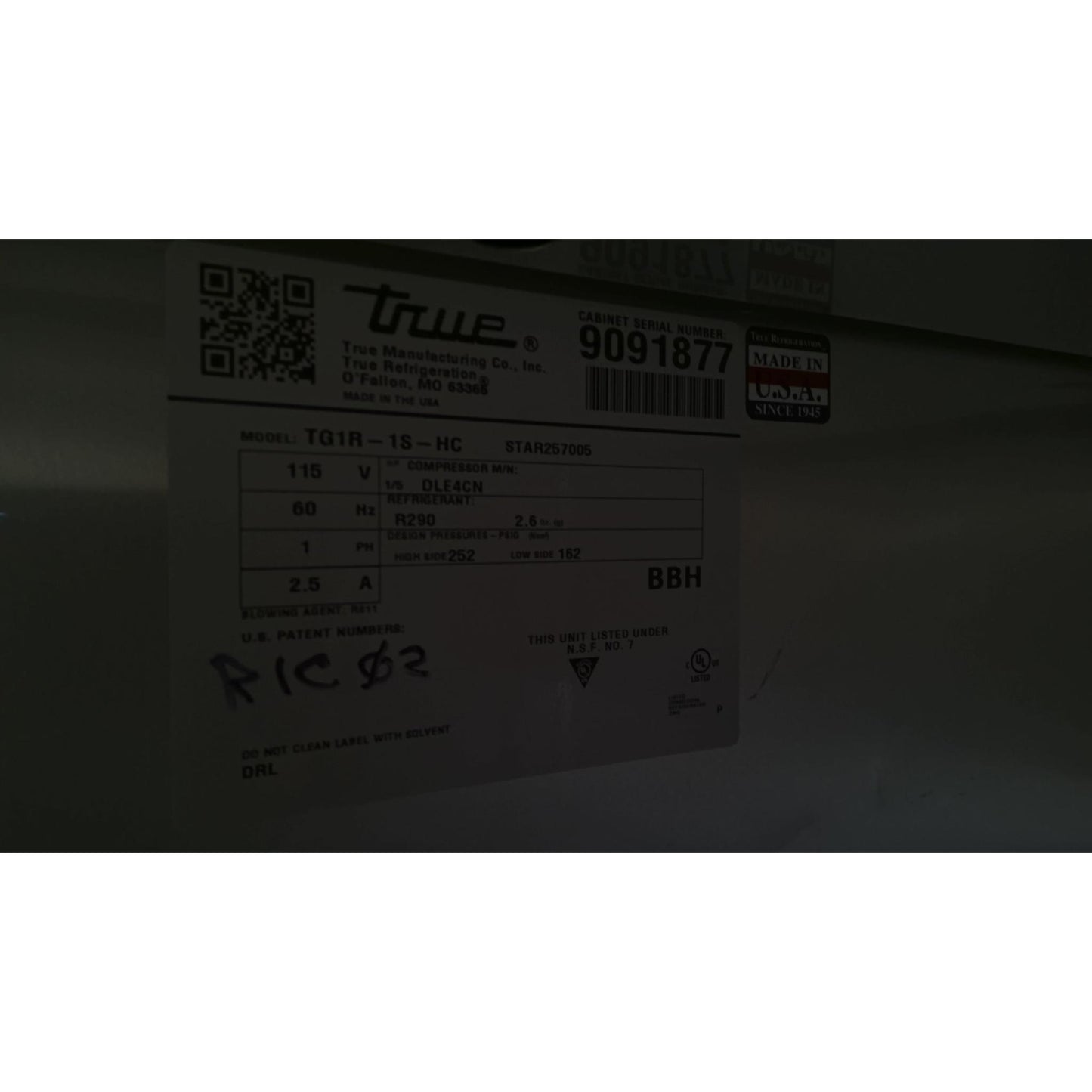 True Reach-In Solid Door Refrigerator