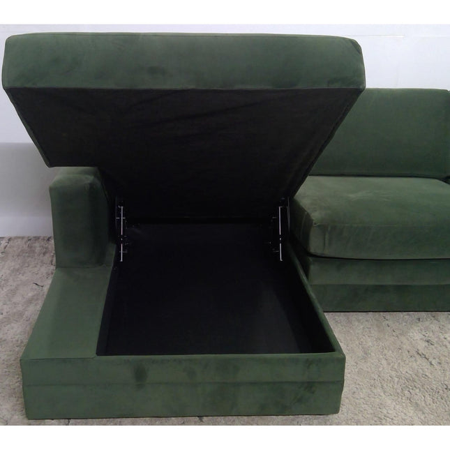 118" Velvet Hale Fir Green 2-Piece Sectional Storage Sleeper Sofa (Added 08/01/2026)