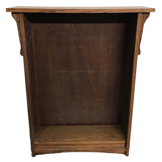Vintage Oak Bookcase, front of open bookcase