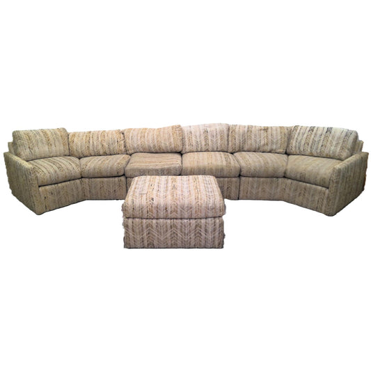 96" Tan Sectional Sofa with Ottoman