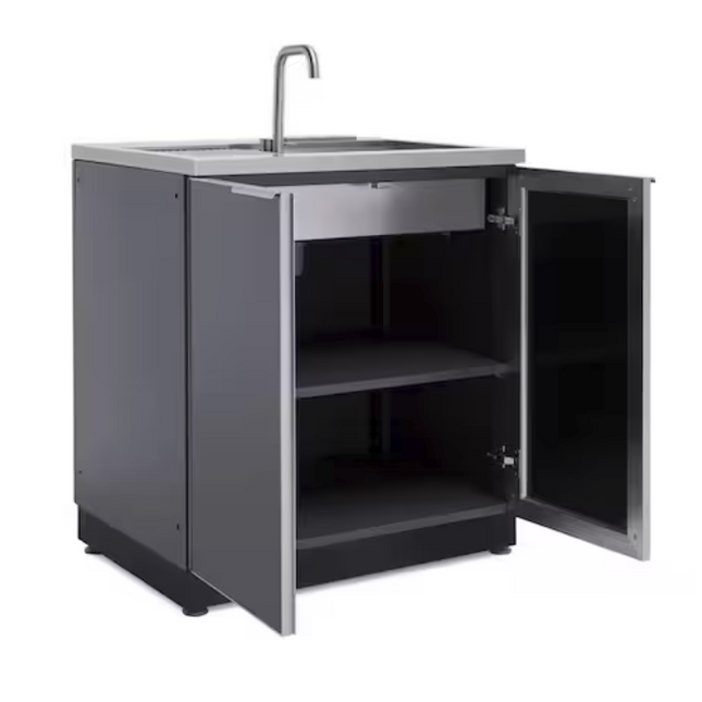 Aluminum Slate Gray 32" Outdoor Kitchen Sink Cabinet