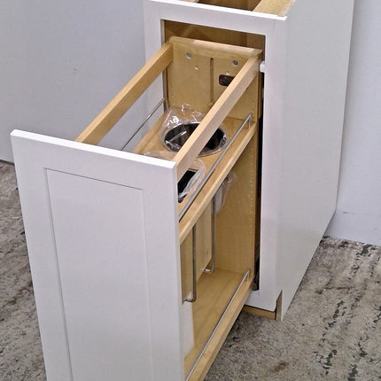 12" White Base Cabinet with Utensil Organizer Pullout
