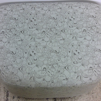38" Gray Pattern Oval Ottoman