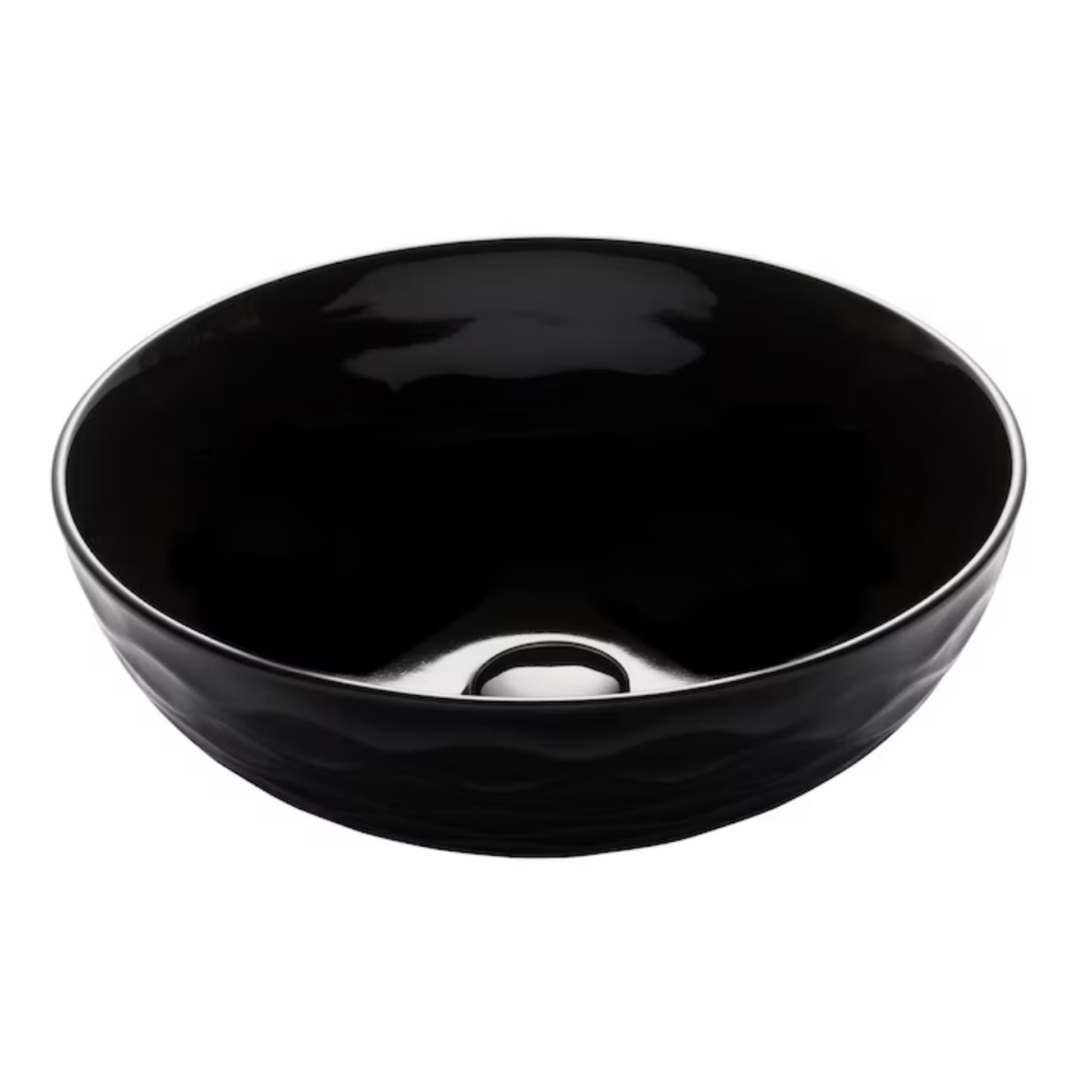 Ceramic 16.5-in Vessel Round Traditional Black Bathroom Sink