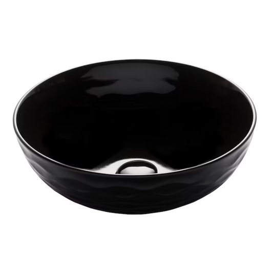 Ceramic 16.5-in Vessel Round Traditional Black Bathroom Sink