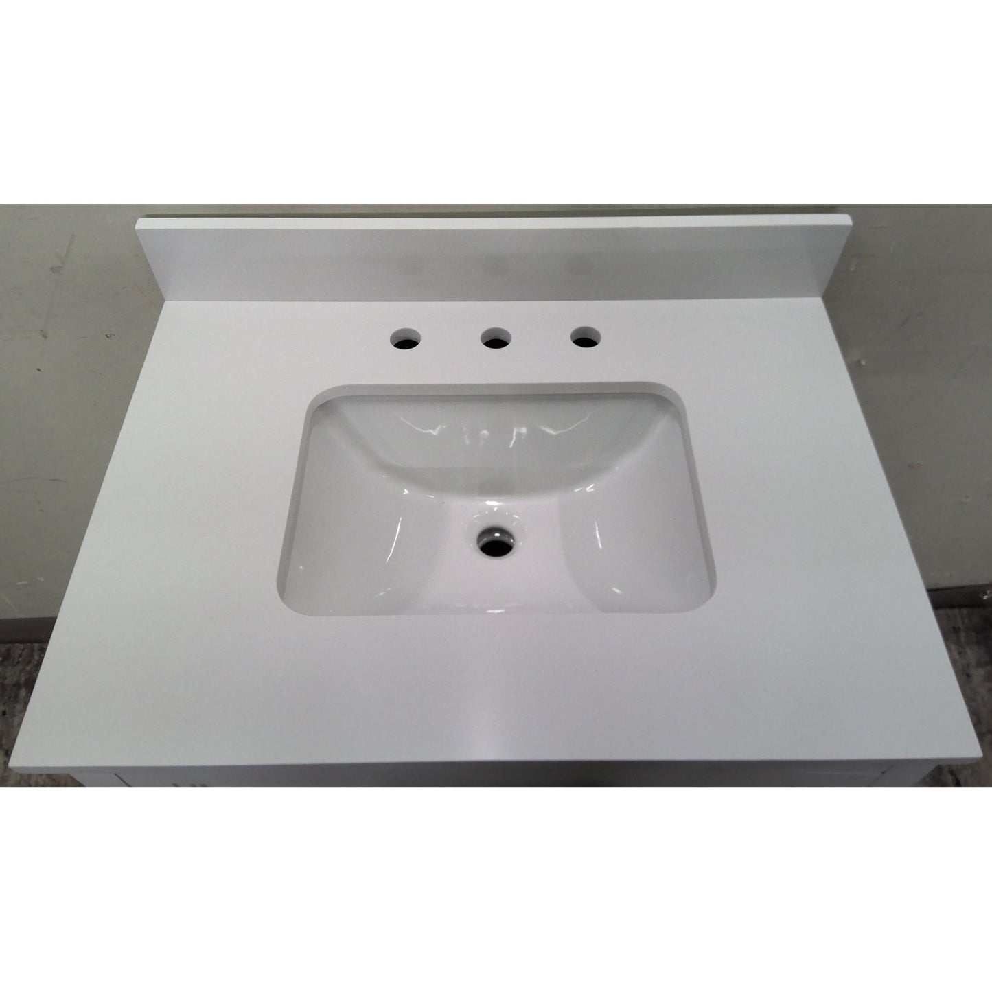30" White Vanity with White Engineered Stone Top
