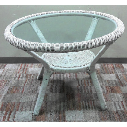 Resin Wicker Patio Table with Inset Glass Top