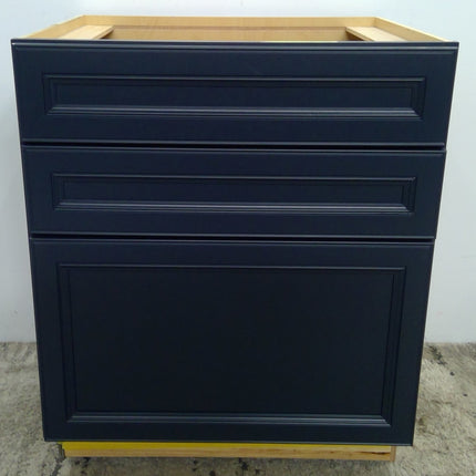 28.5" Blue 3-Drawer Plywood Base Cabinet