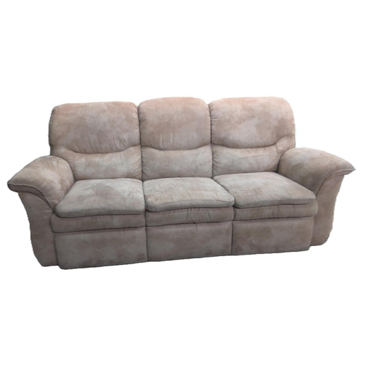 Off-White La-Z-Boy Microsuede Recliner 3-Seater Sofa, front of sofa