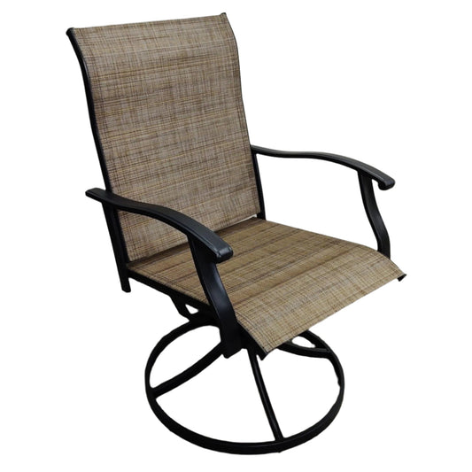 Outdoor Textilene Sling-Back Swivel Chair, left