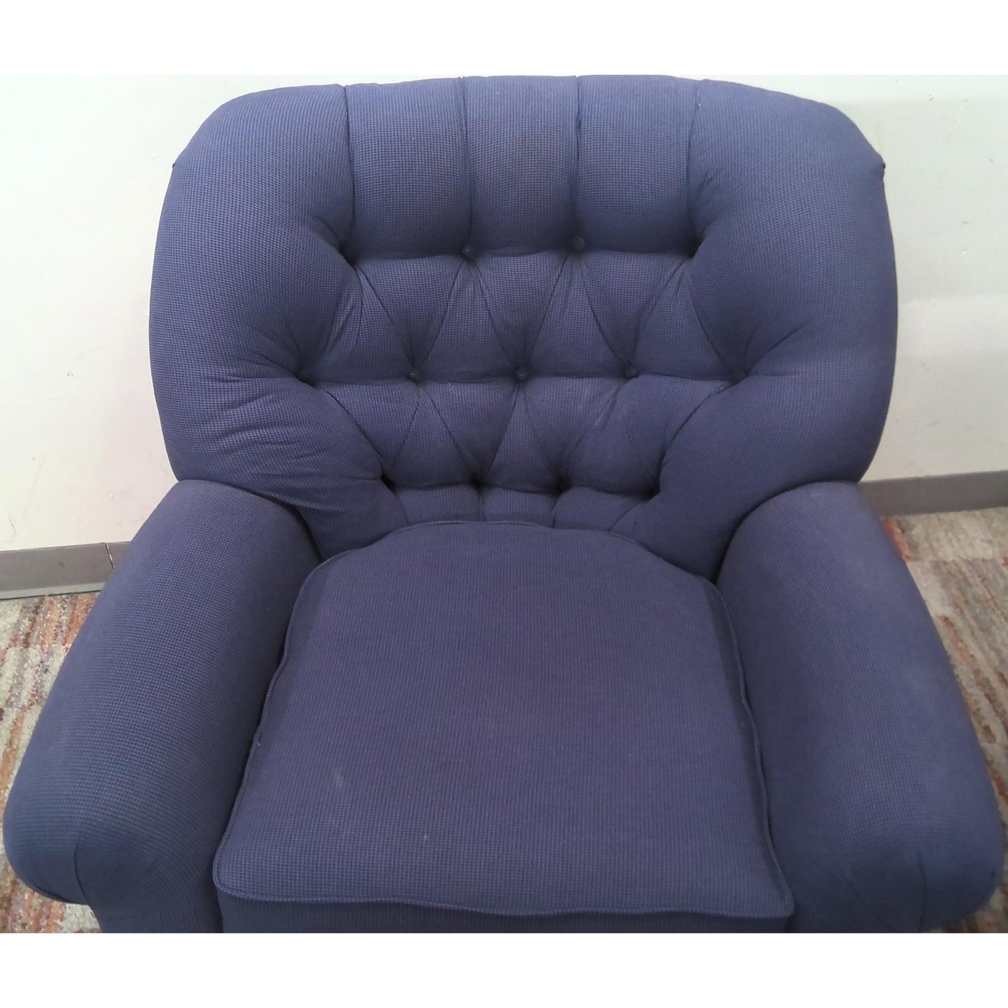 Blue Armchair with Ottoman