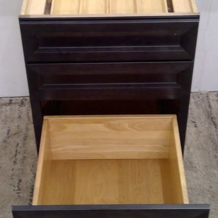 24" Black 3-Drawer Base Cabinet
