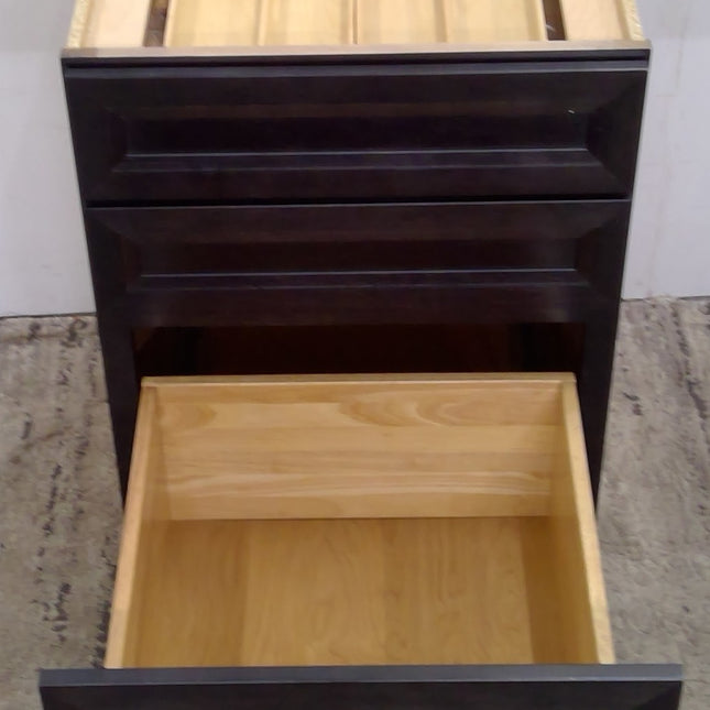 24" Black 3-Drawer Base Cabinet