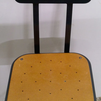 Black Metal Barstool with Brown Seat