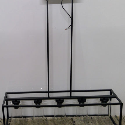 5-Light Black Rectangular Hanging Kitchen Island Light