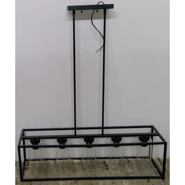 5-Light Black Rectangular Hanging Kitchen Island Light